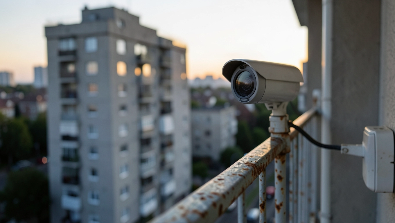 Kamera na balkonie w bloku