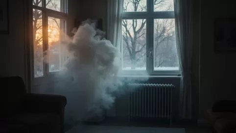 Cofka w kominie w bloku