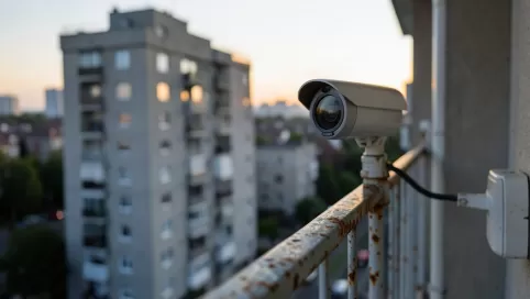 Kamera na balkonie w bloku