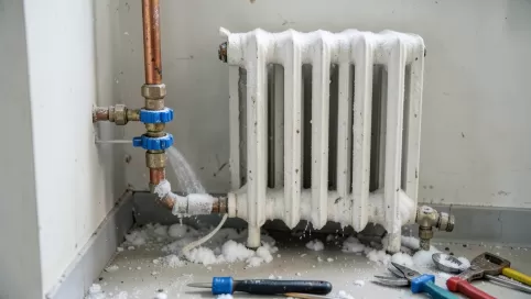 Wymiana grzejnika w bloku zamrażanie rur