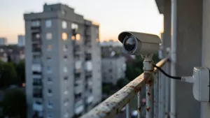 Kamera na balkonie w bloku